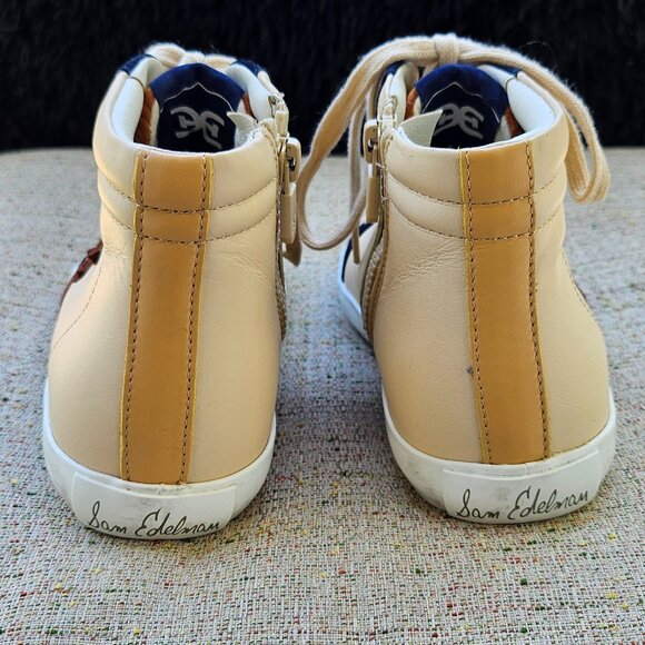 Sam Edelman Avon Kids High Tops Girl's Youth Size 3M Color Eggshell Multi - Picture 6 of 13